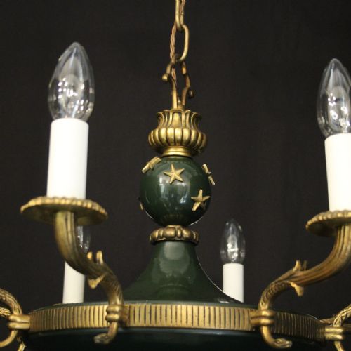 FRENCH EMPIRE GILDED BRASS 8 LIGHT CHANDELIER - ADDITIONAL PHOTO 2