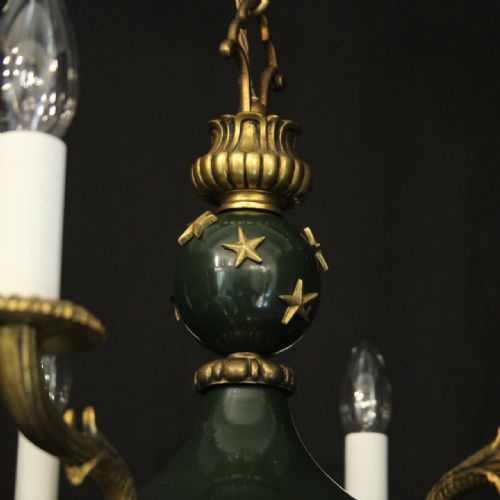 FRENCH EMPIRE GILDED BRASS 8 LIGHT CHANDELIER - ADDITIONAL PHOTO 6