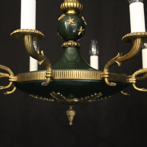 FRENCH EMPIRE GILDED BRASS 8 LIGHT CHANDELIER - ADDITIONAL PHOTO 7
