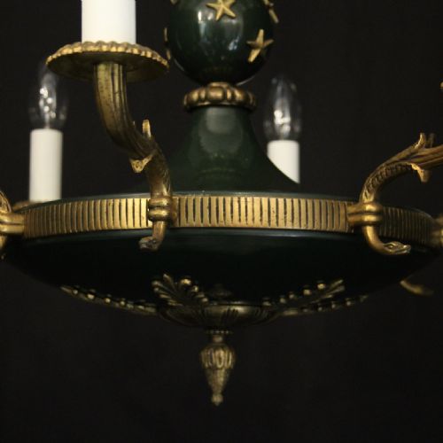 FRENCH EMPIRE GILDED BRASS 8 LIGHT CHANDELIER - ADDITIONAL PHOTO 8