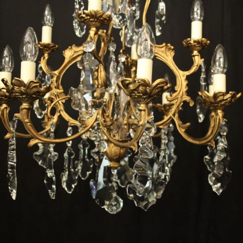 FRENCH GILDED 12 LIGHT ANTIQUE CRYSTAL CHANDELIER - ADDITIONAL PHOTO 1