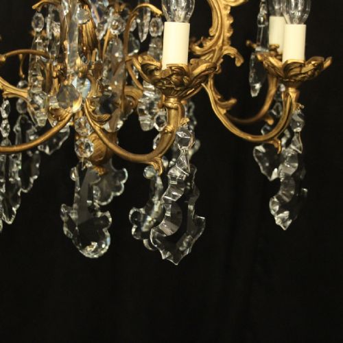 FRENCH GILDED 12 LIGHT ANTIQUE CRYSTAL CHANDELIER - ADDITIONAL PHOTO 6