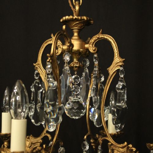 FRENCH GILDED 12 LIGHT ANTIQUE CRYSTAL CHANDELIER - ADDITIONAL PHOTO 8
