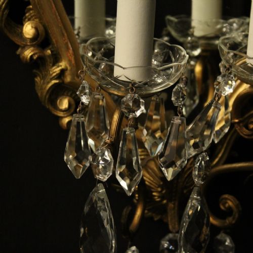 FRENCH PAIR OF GILDED BRASS GILTWOOD TWIN ARM GIRANDOLES - ADDITIONAL PHOTO 5