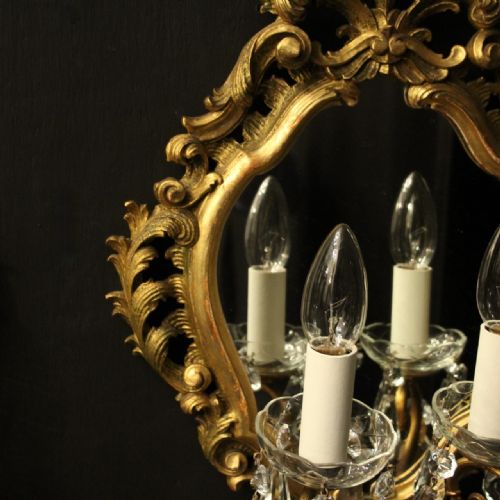 FRENCH PAIR OF GILDED BRASS GILTWOOD TWIN ARM GIRANDOLES - ADDITIONAL PHOTO 7