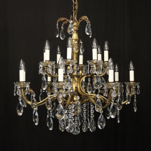 french gilded bronze 16 light antique chandelier - CATEGORY: ANTIQUE LIGHTING - DATED 1920