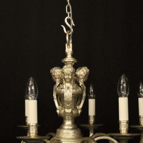 ENGLISH SILVER PLATED 8 LIGHT ANTIQUE CHANDELIER - ADDITIONAL PHOTO 6