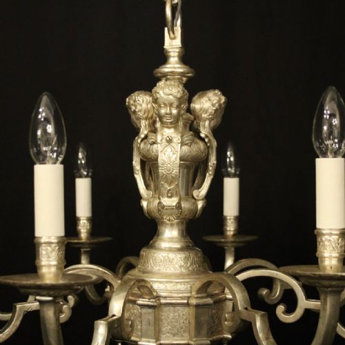 ENGLISH SILVER PLATED 8 LIGHT ANTIQUE CHANDELIER - ADDITIONAL PHOTO 7