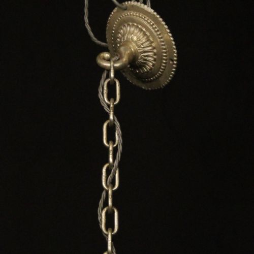 ENGLISH SILVER PLATED 8 LIGHT ANTIQUE CHANDELIER - ADDITIONAL PHOTO 9