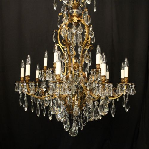 FRENCH GILDED BRONZE CRYSTAL 21 LIGHT TIERED CRYSTAL CHANDELIER - ADDITIONAL PHOTO 1