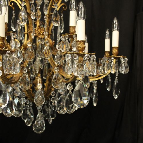FRENCH GILDED BRONZE CRYSTAL 21 LIGHT TIERED CRYSTAL CHANDELIER - ADDITIONAL PHOTO 2