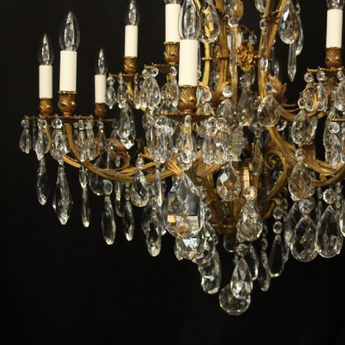 FRENCH GILDED BRONZE CRYSTAL 21 LIGHT TIERED CRYSTAL CHANDELIER - ADDITIONAL PHOTO 3