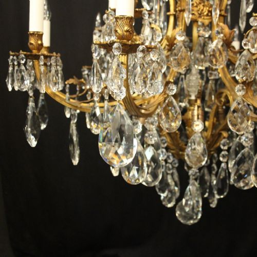 FRENCH GILDED BRONZE CRYSTAL 21 LIGHT TIERED CRYSTAL CHANDELIER - ADDITIONAL PHOTO 7