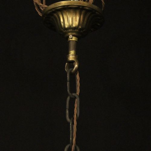 FRENCH WROUGHT IRON GILT POLYCHROME 6 LIGHT CHANDELIER - ADDITIONAL PHOTO 9