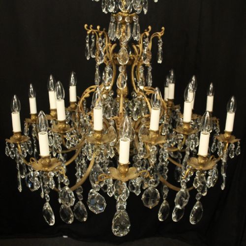 FRENCH GILDED BRONZE CRYSTAL 20 LIGHT ANTIQUE CHANDELIER - ADDITIONAL PHOTO 8