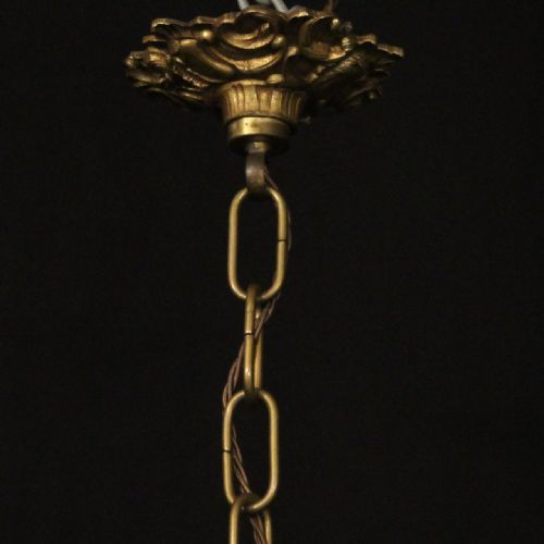 FRENCH GILDED BRASS CRYSTAL 6 LIGHT ANTIQUE CHANDELIER - ADDITIONAL PHOTO 9