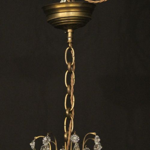 FRENCH SMALL GILDED CRYSTAL 6 LIGHT ANTIQUE CHANDELIER - ADDITIONAL PHOTO 9