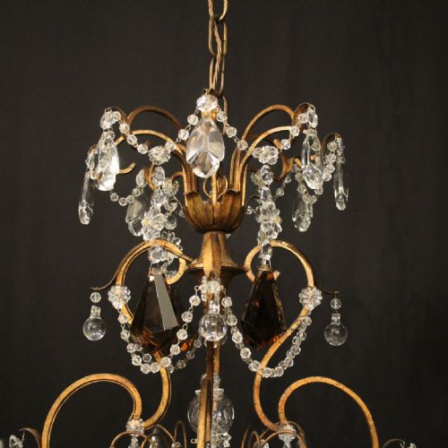 FRENCH GILDED BRASS CRYSTAL 8 LIGHT ANTIQUE CHANDELIER - ADDITIONAL PHOTO 8