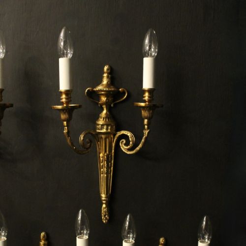 FRENCH SET OF 6 GILDED BRASS TWIN ARM WALL LIGHTS - ADDITIONAL PHOTO 1