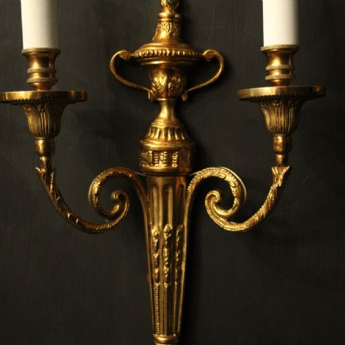 FRENCH SET OF 6 GILDED BRASS TWIN ARM WALL LIGHTS - ADDITIONAL PHOTO 2