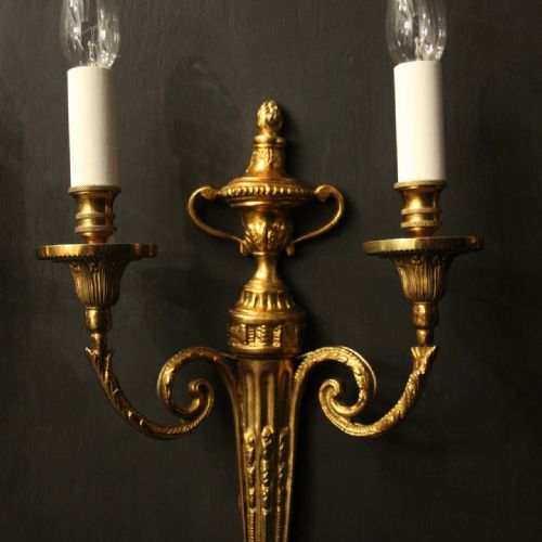 FRENCH SET OF 6 GILDED BRASS TWIN ARM WALL LIGHTS - ADDITIONAL PHOTO 3