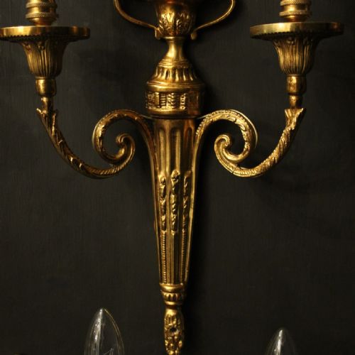 FRENCH SET OF 6 GILDED BRASS TWIN ARM WALL LIGHTS - ADDITIONAL PHOTO 5