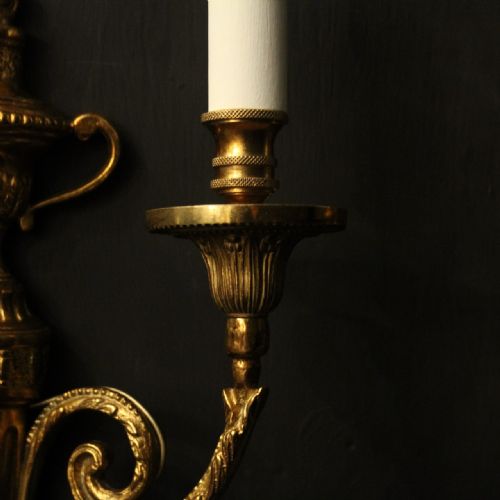 FRENCH SET OF 6 GILDED BRASS TWIN ARM WALL LIGHTS - ADDITIONAL PHOTO 7