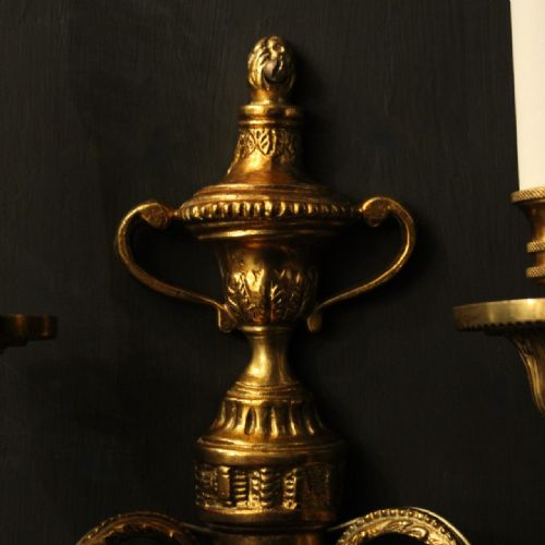 FRENCH SET OF 6 GILDED BRASS TWIN ARM WALL LIGHTS - ADDITIONAL PHOTO 8