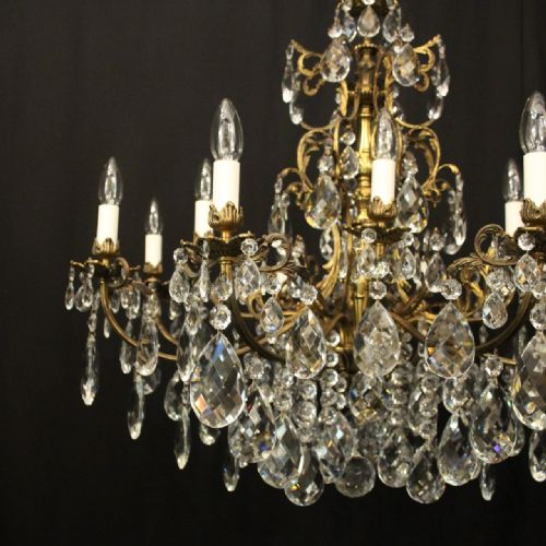 FRENCH GILDED CRYSTAL 12 LIGHT TIERED ANTIQUE CHANDELIER - ADDITIONAL PHOTO 1