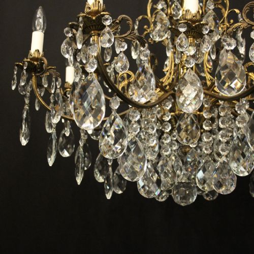FRENCH GILDED CRYSTAL 12 LIGHT TIERED ANTIQUE CHANDELIER - ADDITIONAL PHOTO 2
