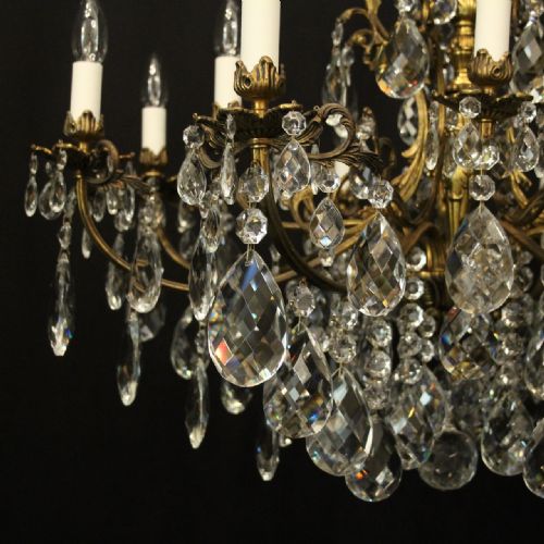 FRENCH GILDED CRYSTAL 12 LIGHT TIERED ANTIQUE CHANDELIER - ADDITIONAL PHOTO 4