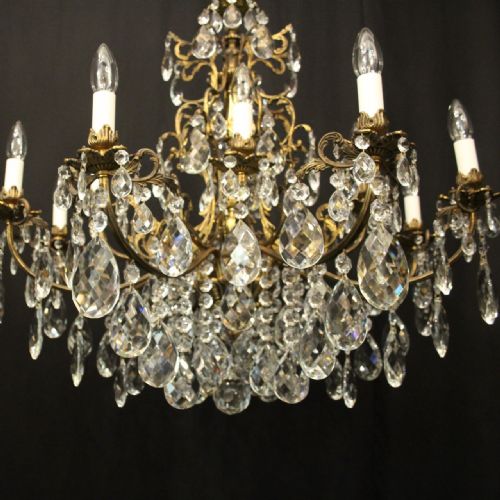 FRENCH GILDED CRYSTAL 12 LIGHT TIERED ANTIQUE CHANDELIER - ADDITIONAL PHOTO 5