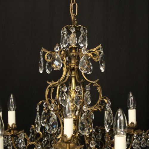 FRENCH GILDED CRYSTAL 12 LIGHT TIERED ANTIQUE CHANDELIER - ADDITIONAL PHOTO 6