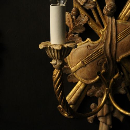 ITALIAN PAIR OF WOODEN TWIN ARM WALL LIGHTS - ADDITIONAL PHOTO 5