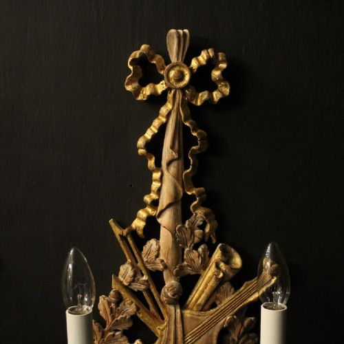 ITALIAN PAIR OF WOODEN TWIN ARM WALL LIGHTS - ADDITIONAL PHOTO 6