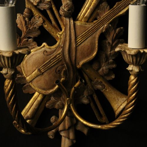 ITALIAN PAIR OF WOODEN TWIN ARM WALL LIGHTS - ADDITIONAL PHOTO 8
