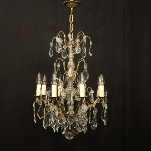 FRENCH GILDED CRYSTAL 8 LIGHT ANTIQUE CHANDELIER - ADDITIONAL PHOTO 1