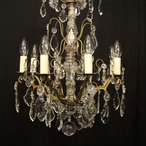 FRENCH GILDED CRYSTAL 8 LIGHT ANTIQUE CHANDELIER - ADDITIONAL PHOTO 2