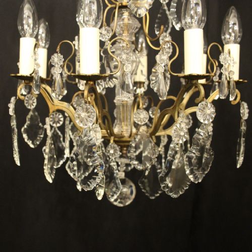 FRENCH GILDED CRYSTAL 8 LIGHT ANTIQUE CHANDELIER - ADDITIONAL PHOTO 3