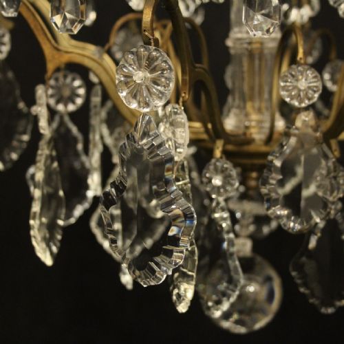 FRENCH GILDED CRYSTAL 8 LIGHT ANTIQUE CHANDELIER - ADDITIONAL PHOTO 5