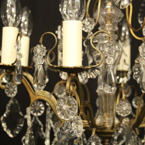FRENCH GILDED CRYSTAL 8 LIGHT ANTIQUE CHANDELIER - ADDITIONAL PHOTO 6