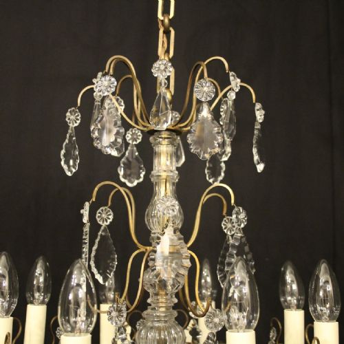 FRENCH GILDED CRYSTAL 8 LIGHT ANTIQUE CHANDELIER - ADDITIONAL PHOTO 7