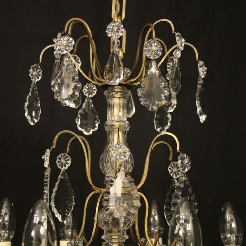 FRENCH GILDED CRYSTAL 8 LIGHT ANTIQUE CHANDELIER - ADDITIONAL PHOTO 8