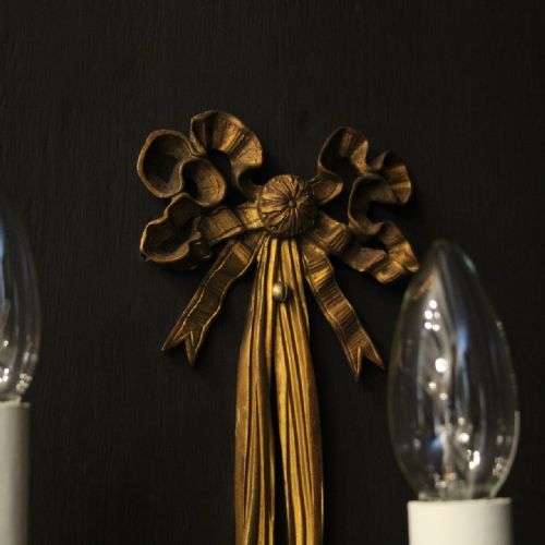 FRENCH SET OF 4 GILDED BRONZE TRIPLE ARM ANTIQUE WALL SCONCES - ADDITIONAL PHOTO 9