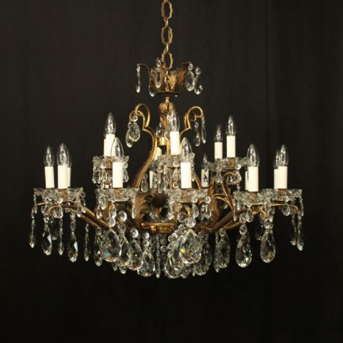french gilded crystal 25 light antique chandelier - CATEGORY: ANTIQUE LIGHTING - DATED 1920