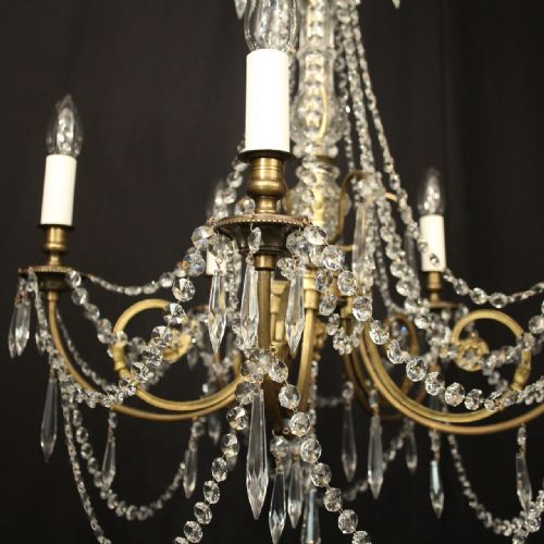 FRENCH PRETTY GILDED CRYSTAL 5 LIGHT CHANDELIER - ADDITIONAL PHOTO 2