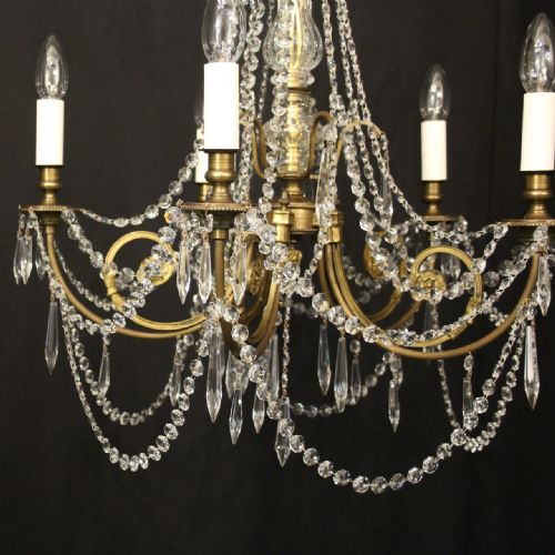 FRENCH PRETTY GILDED CRYSTAL 5 LIGHT CHANDELIER - ADDITIONAL PHOTO 4