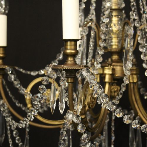 FRENCH PRETTY GILDED CRYSTAL 5 LIGHT CHANDELIER - ADDITIONAL PHOTO 7