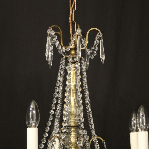 FRENCH PRETTY GILDED CRYSTAL 5 LIGHT CHANDELIER - ADDITIONAL PHOTO 8