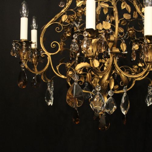 FRENCH TOLEWARE CRYSTAL 8 LIGHT CAGE CHANDELIER - ADDITIONAL PHOTO 4